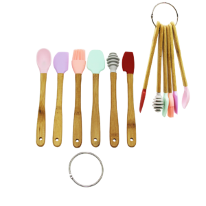 6 PARÇA  MiNİ AHŞAP SAPLI SİLİKON MUTFAK SET