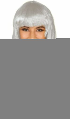 Platin Gri Gümüş Renk Uzun Parti Peruğu Uzun Takma Peruk