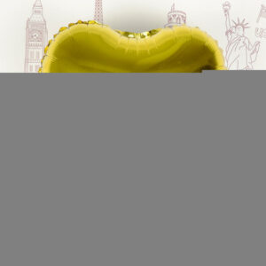 Kalp Uçan Balon Folyo Sarı 80 cm 32 inç