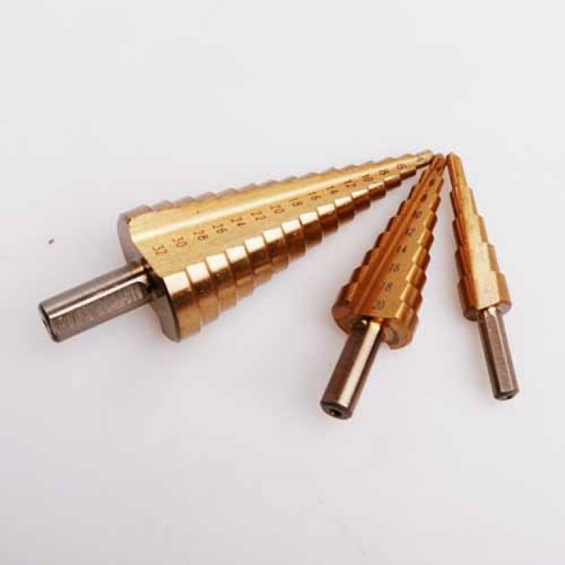 3 lü Set Matkap Ucu Kademeli Sac Delme Aparatı HSS Titanyum Kaplama - Görsel 4