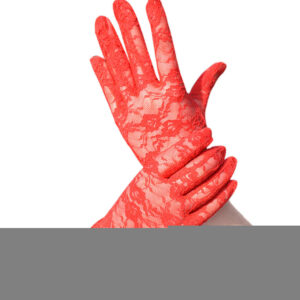 Kırmızı Renk Kısa Dantelli Eldiven