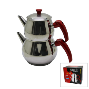 ORTA BOY KÜRE ÇELİK ÇAYDANLIK SETİ ÜST: 1LT - ALT: 1.60LT