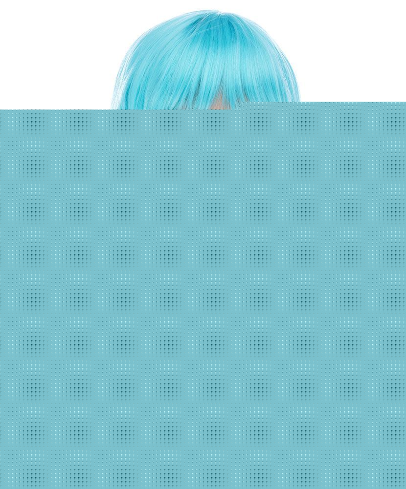 Açık Mavi Renk Uzun Düz Parti Peruğu