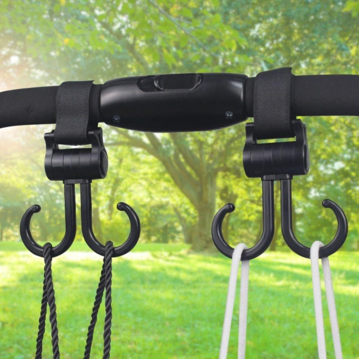 2li Bebek Arabasına Uyumlu Cırtlı Eşya Taşıma Aparatı 360 Derece Dönebilen Plastik Kanca - Görsel 5