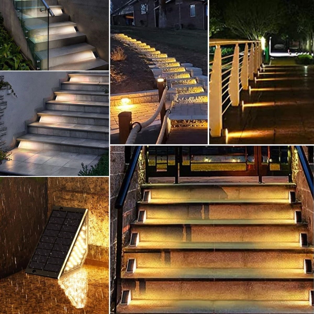 8 Adet Üçgen Güneş Enerjisi ile Şarj Olan Dış Mekan Solar Basamak Köşe Lambası - Görsel 2