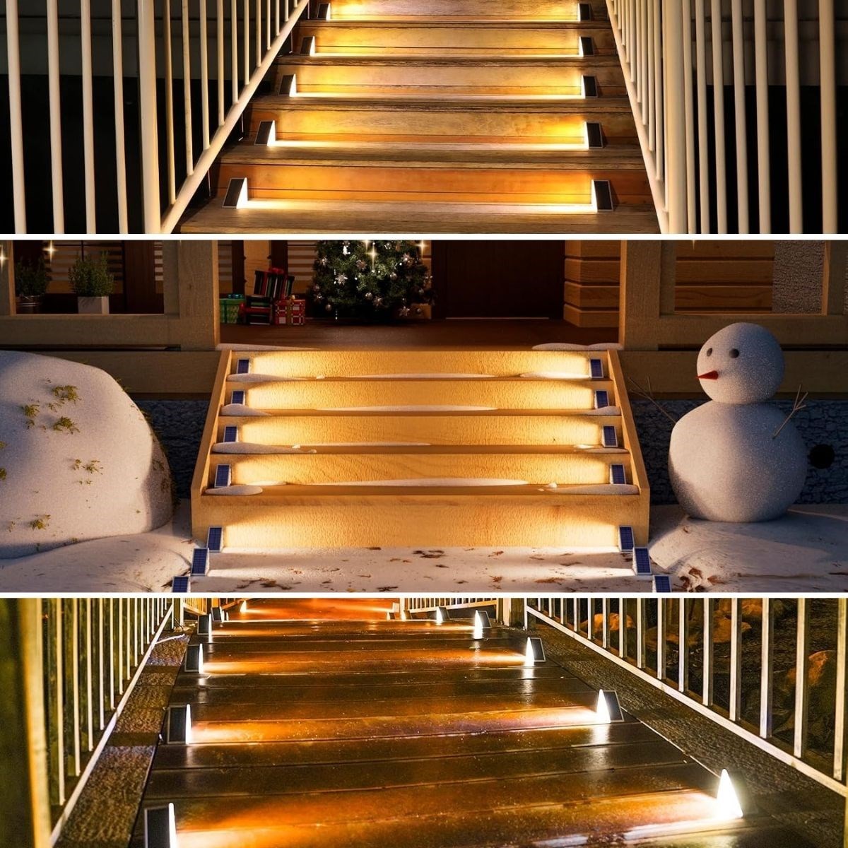 8 Adet Üçgen Güneş Enerjisi ile Şarj Olan Dış Mekan Solar Basamak Köşe Lambası - Görsel 5