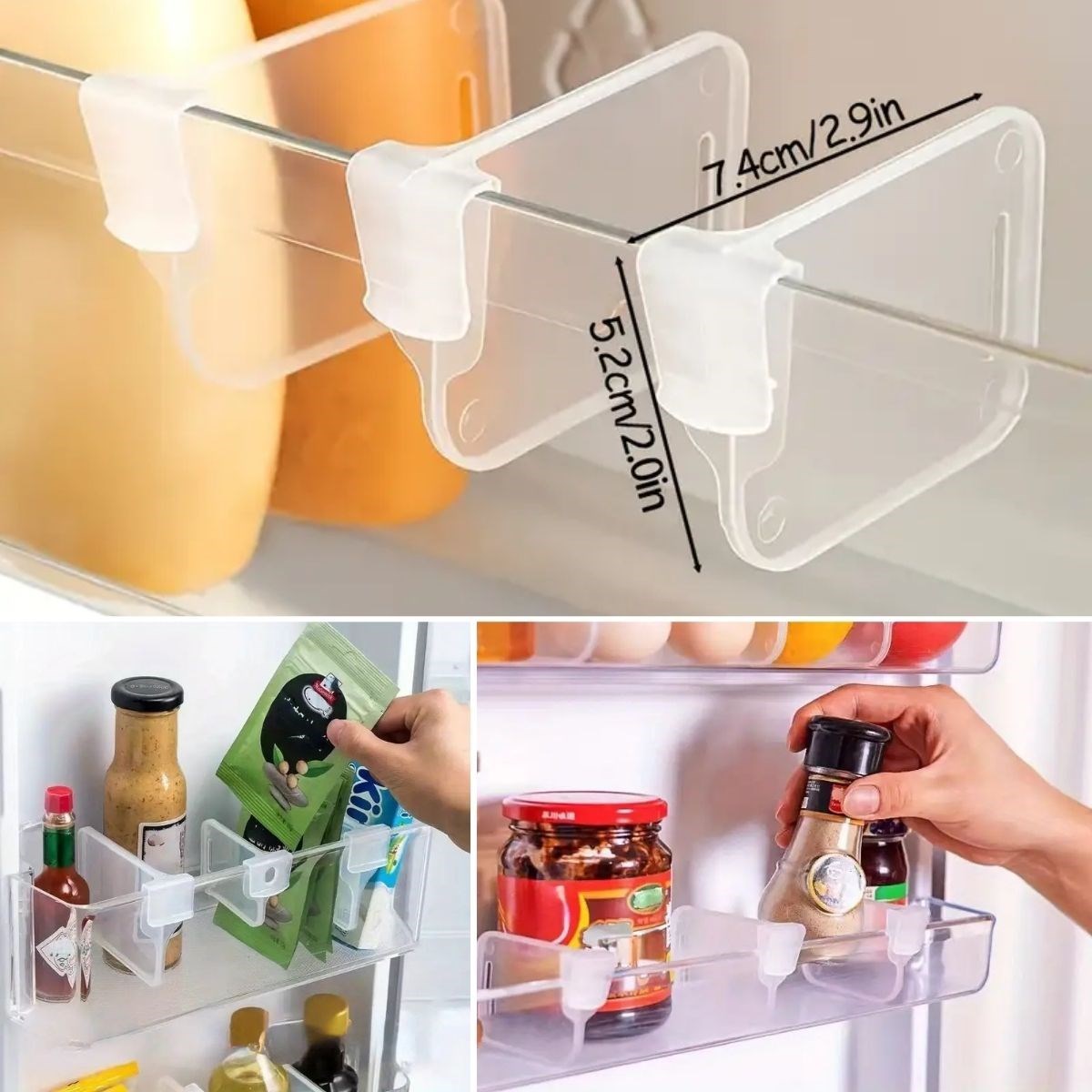 10'luŞeffaf Buzdolabı Yan Kapı Düzenleyici Buzdolabı Dolap İçi Bölümleyici Aparatlar - Görsel 5