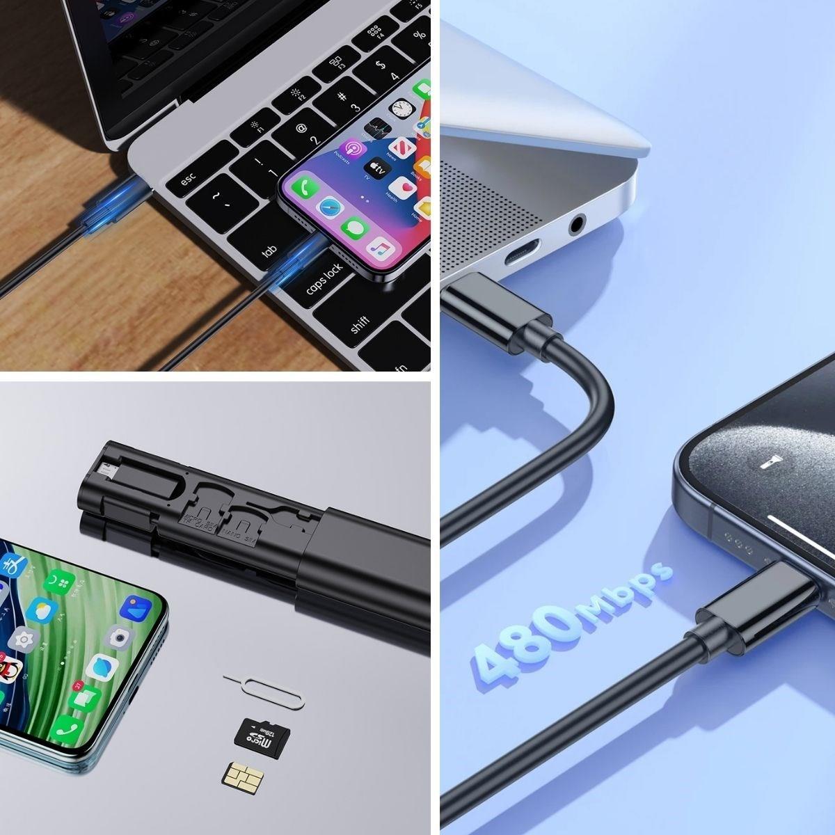 Cep Tipi 60W Bas Aç Type-C,İphone Şarj,Micro USB Hızlı Şarj Data Kablo Seti - Görsel 3