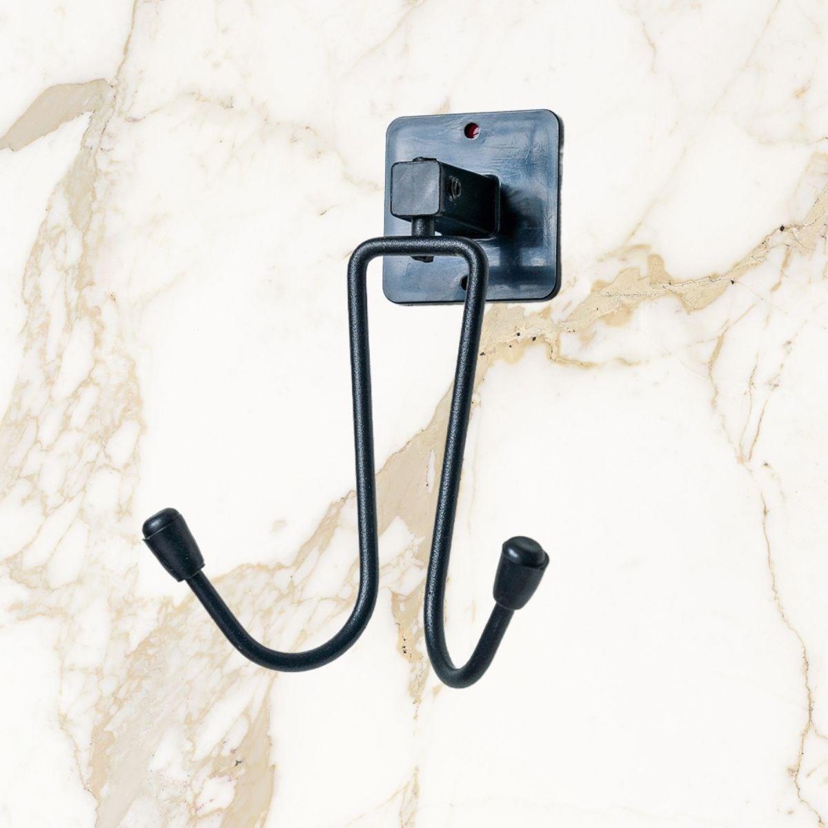 Kendiliğinden Yapışkanlı Siyah Paslanmaz Metal Bornoz ve Havlu Askılığı - Görsel 4