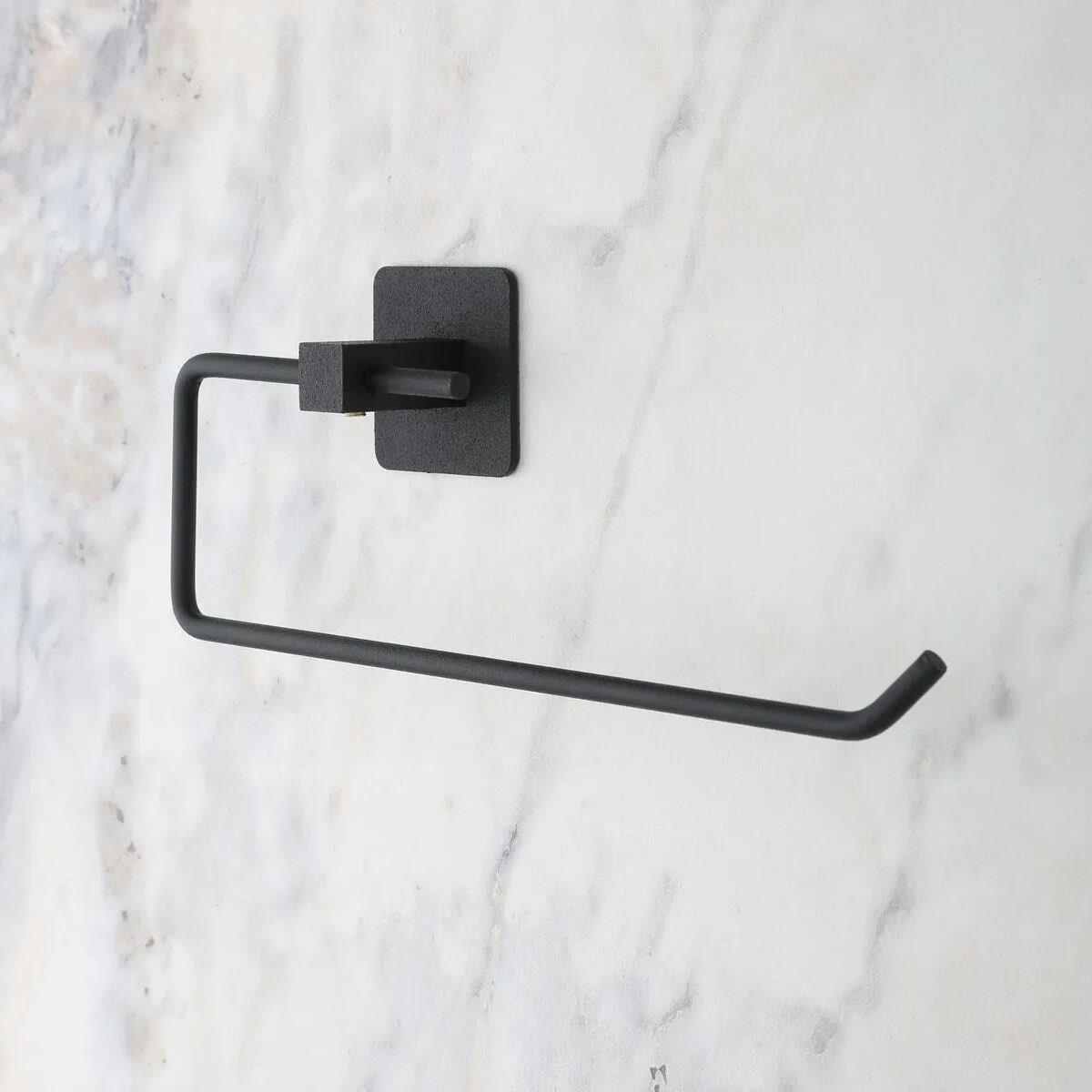 Kendiliğinden Yapışkanlı Siyah Paslanmaz Metal Rulo Havluluk Aparat - Görsel 2