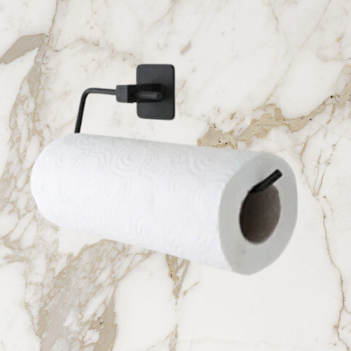 Kendiliğinden Yapışkanlı Siyah Paslanmaz Metal Rulo Havluluk Aparat - Görsel 3