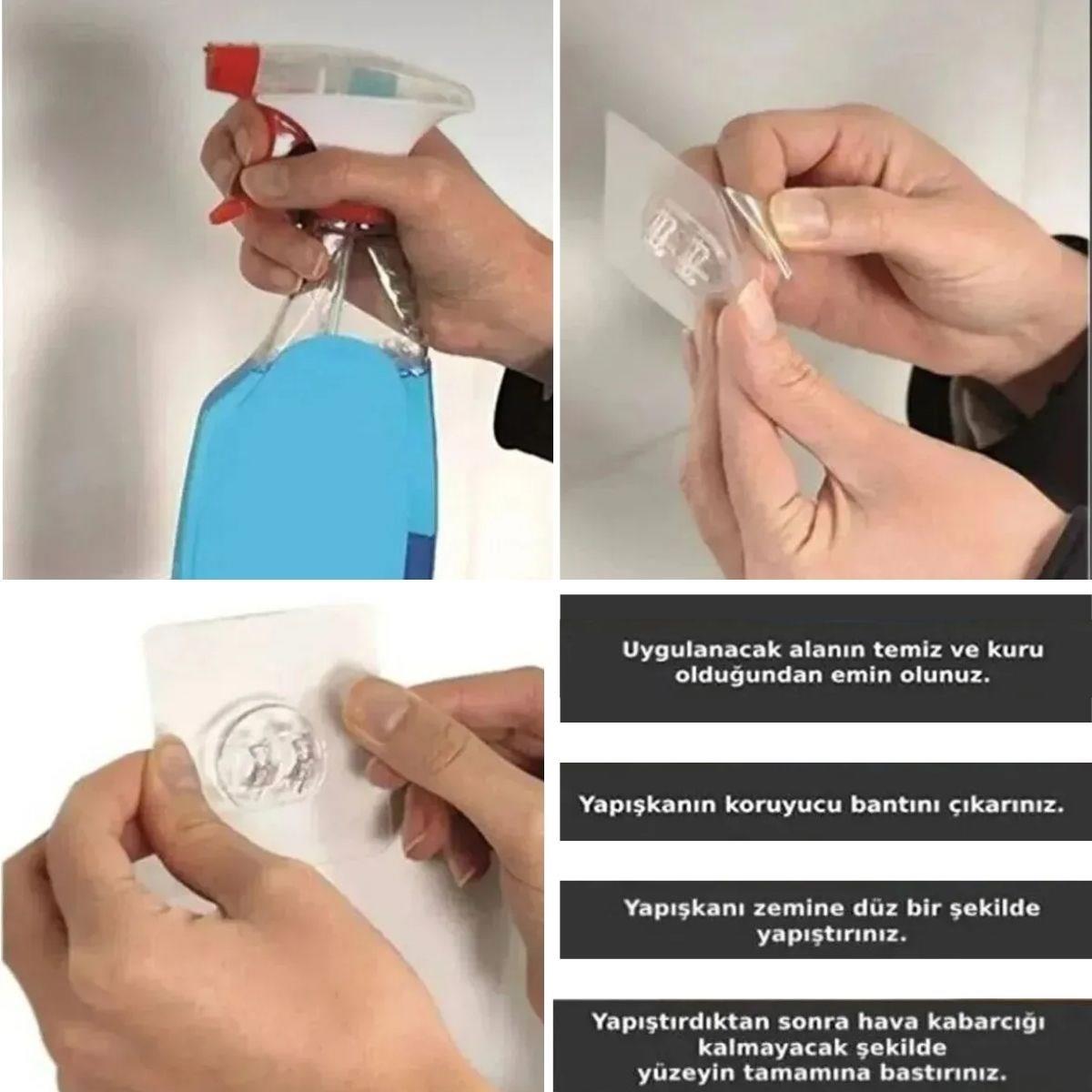 Yapışkanlı Banyo Köşeliği Kancalı Köşe Rafı Duş Şampuanlık Duvar Düzenleyici Organizer Raf - Görsel 5