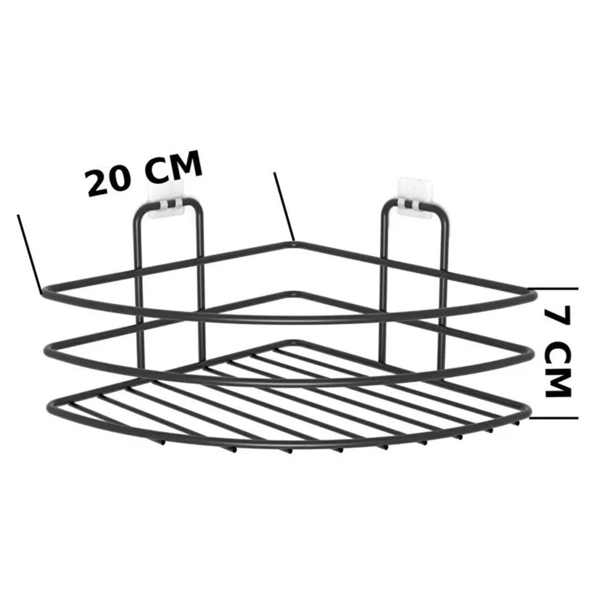 Kendiliğinden Yapışkanlı Montaj Gerektirmeyen Tek Katlı Banyo Askı Köşe Şampuanlık Siyah - Görsel 5