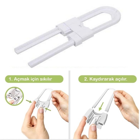 Bebek Çocuk Çekmece ve Dolap Koruma Raylı Güvenlik Sistemi Emniyet Kilidi - Görsel 2