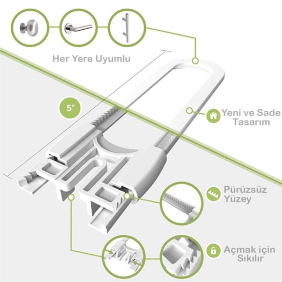 Bebek Çocuk Çekmece ve Dolap Koruma Raylı Güvenlik Sistemi Emniyet Kilidi - Görsel 5