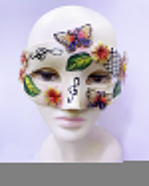 Kelebek ve Çiçek İşlemeli Venedik Maskesi Kırmızı Renk 10x18 cm