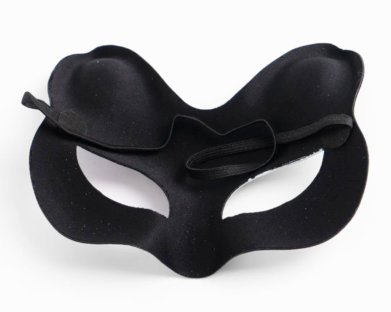 Siyah Renk Süet Kaplama Üzeri Gümüş Yeşil Simli Kedi Maskesi 17x14 cm - Görsel 3