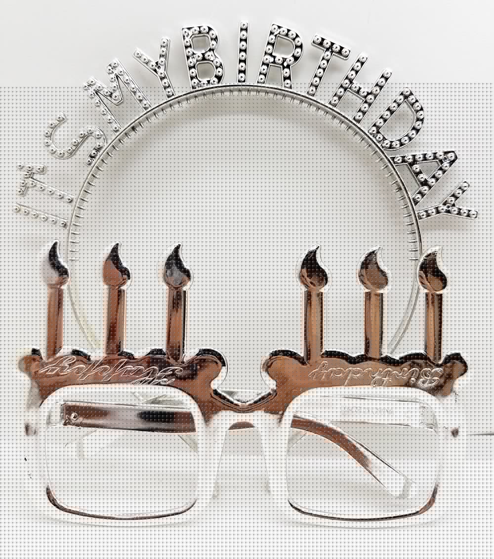 İt's My Birthday Yazılı Taç ve Mum Şekilli Gözlük Seti Gümüş Renk - Görsel 3