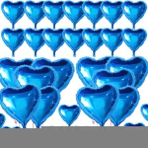 Metalize Parlak Mavi Kalp Şekilli Uçan Balon Folyo 18 inç 45 cm 25 Adet