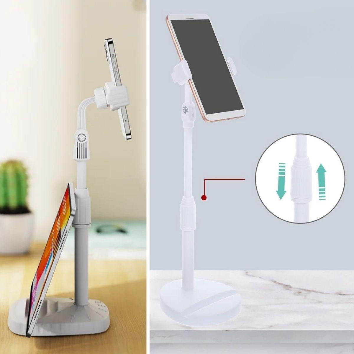Masa Üstü Tablet ve Telefon Tutucu Plastik Aparat Beyaz Telefon Standı - Görsel 5