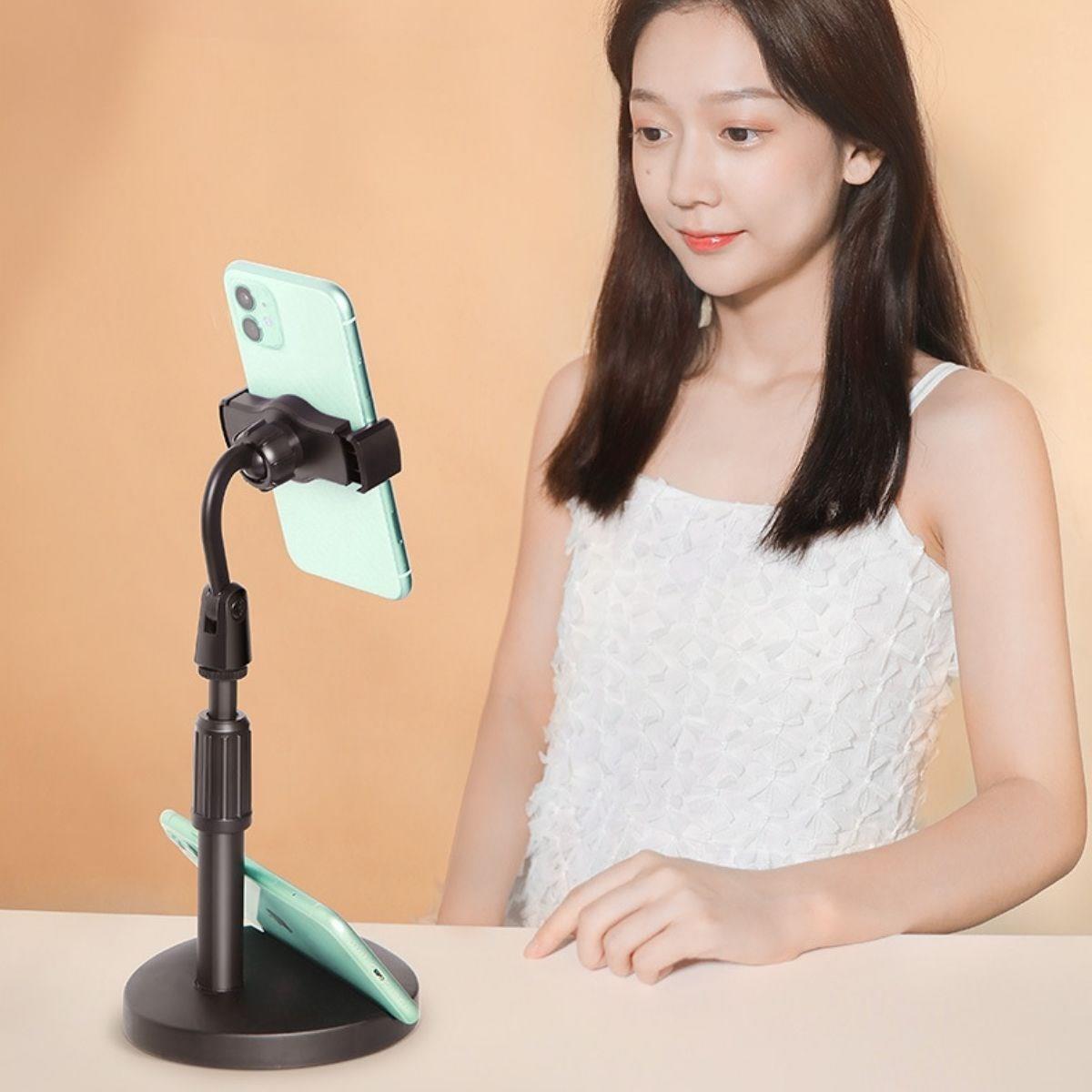 Masa Üstü Tablet ve Telefon Tutucu Plastik Aparat Siyah Telefon Standı - Görsel 3