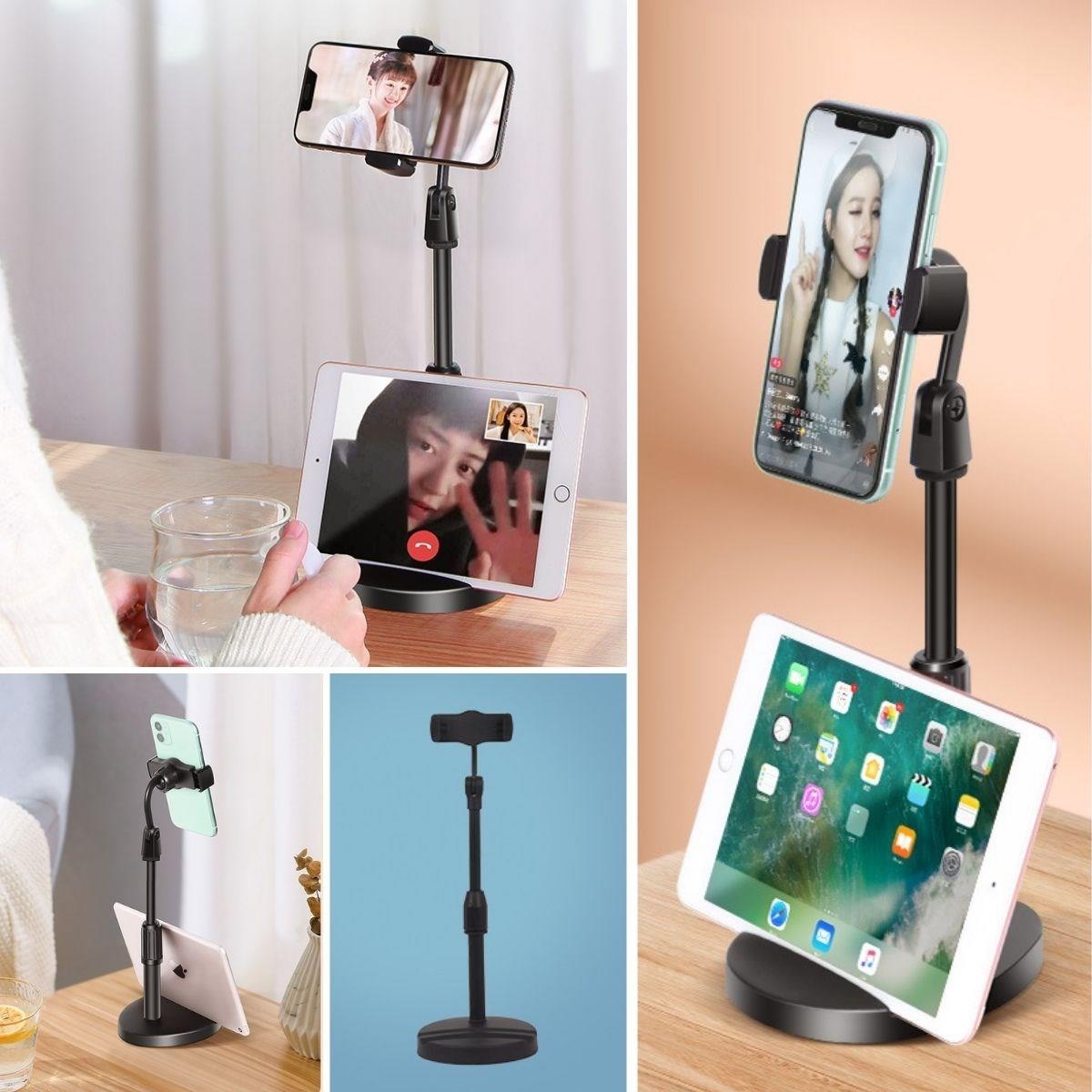 Masa Üstü Tablet ve Telefon Tutucu Plastik Aparat Siyah Telefon Standı - Görsel 4