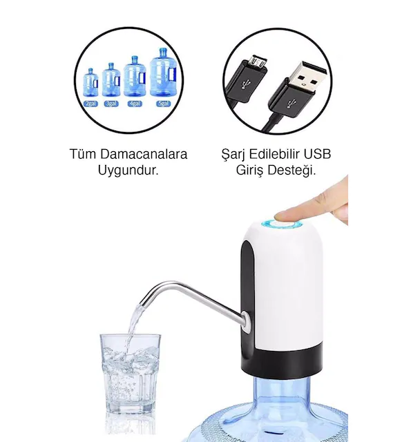 Elektrikli Şarjlı Damacana Su Pompası - Görsel 4