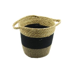 2IN1=İP ÖRGÜLÜ - HASIRÇİFT KULPLU SEPET - ORGANİZER Ç-TABAN:17CM--AĞIZ:24CM - Y: 22CM