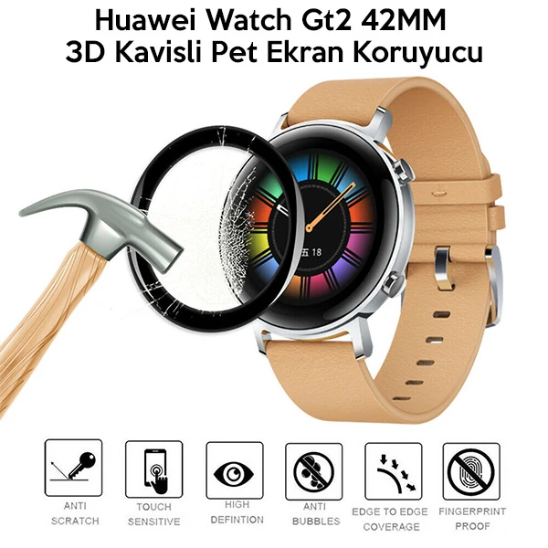 Huawei Watch Gt2 42MM 3D Kavisli Pet Ekran Koruyucu-(5775) - Görsel 2