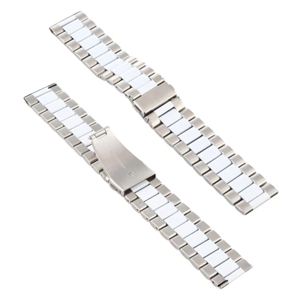 22MM Gear S3 Watch 4 -GT2 GT2E 46MM KayışKordon Seramik Paslanmaz Çelik-(5775) - Görsel 2