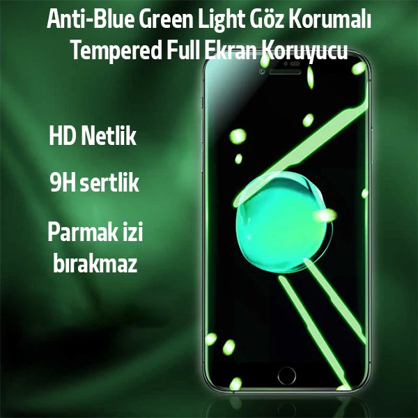 ALLY İPhone 8 Plus 7 Plus Anti -Blue Green Light Göz Korumalı Tempered Full Ekran Koruyucu-(5775) - Görsel 5