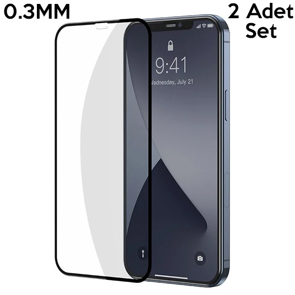 Baseus İPhone 12-12 Pro 6.1 0.3MM 3D Full Tempered Cam Ekran Koruyucu 2Adet Set-(5775) - Görsel 2