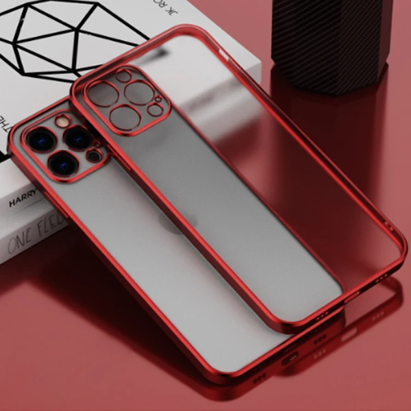 iPhone 11 Pro Max 6.5inç Renkli Kenar Şeffaf Kılıf Kamera Korumalı Kılıf-(5775)