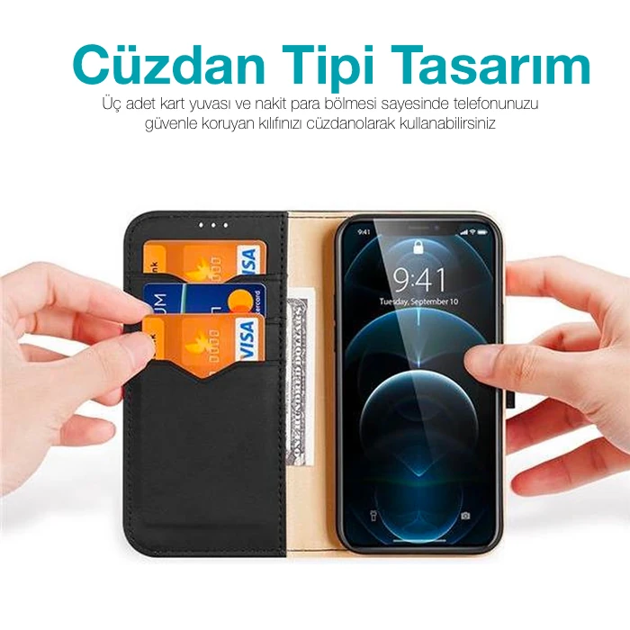Dux Ducis iPhone 12 Pro Max Kılıf Mıknatıslı Cüzdanlı Deri Kılıf Hivo Series-(5775) - Görsel 6