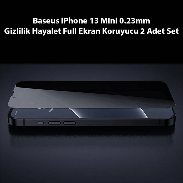 Baseus iPhone 13 Mini 0.23mm Gizlilik Hayalet Full Ekran Koruyucu 2 Adet Set-(5775) - Görsel 2