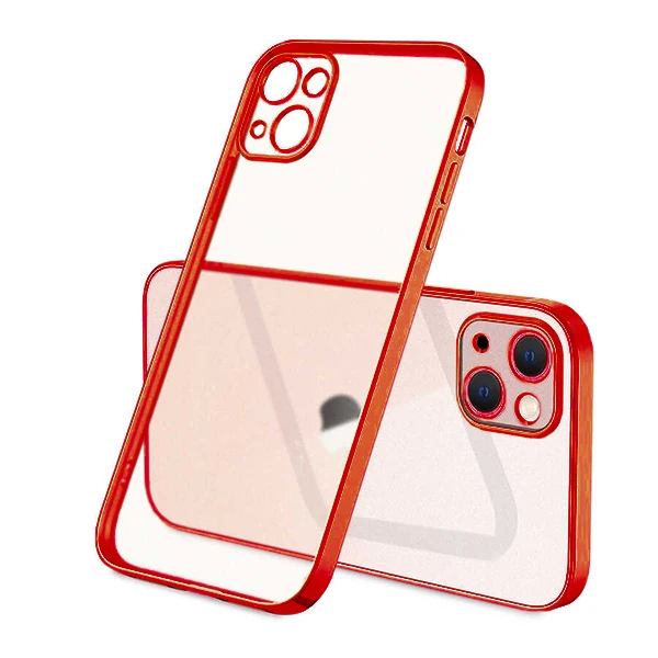 iPhone 13 Mini Renkli Kenar Şeffaf Kılıf Kamera Korumalı Silikon Kılıf-(5775) - Görsel 6