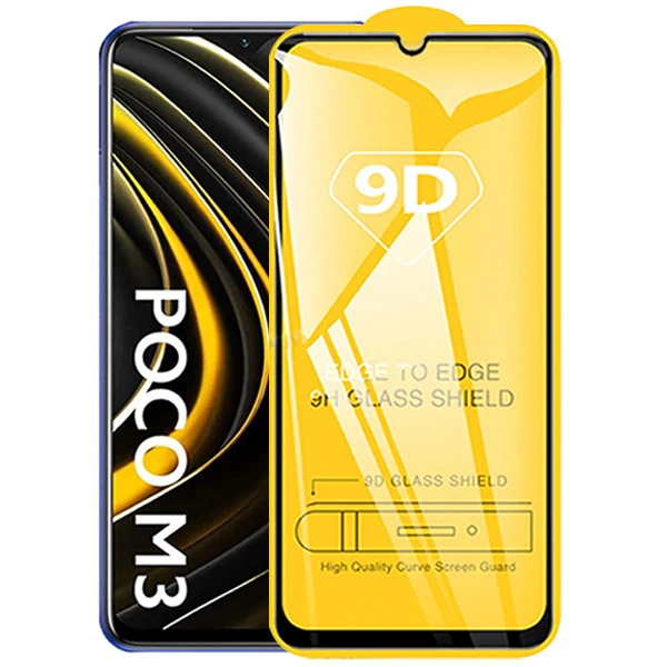 ALLY Xiaomi Poco M3 9D Full Glue Tempered Cam Ekran Koruyucu-(5775)