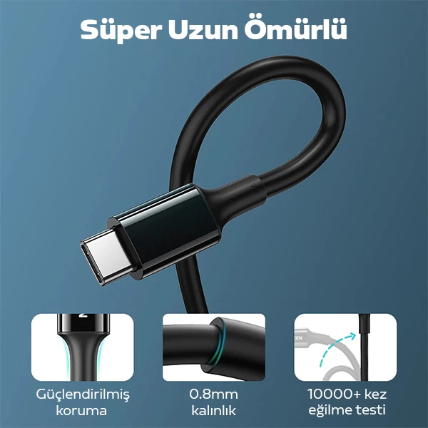 ALLY USB Type-C PD3.1 100W(20V-5A) Hızlı Veri Şarj Kablosu 1metre-(5775) - Görsel 4