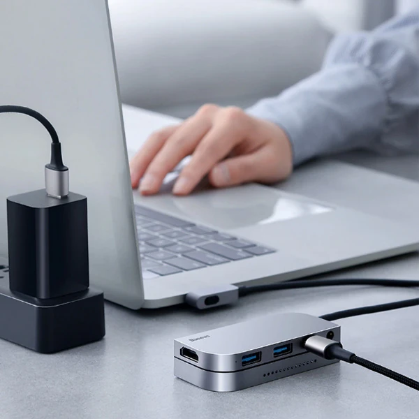 BASEUS Bending Angle No.7 Çok fonksiyonlu 6 Port Type-C Hub (CAHUB-CWJ0G)-(5775) - Görsel 3