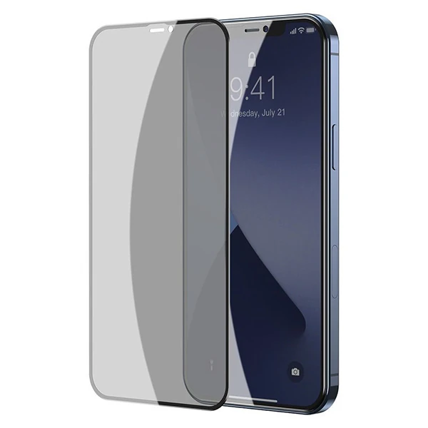 Baseus İPhone 12 mini Ekran Koruyucu 023mm Anti Spy Çerçeveli Tempered Cam Ekran Koruyucu 2 Adet Se-(5775) - Görsel 2