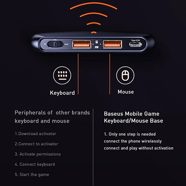BASEUS GAMO GA01 Mobile Oyun Adaptörü Klavye &Mouse Bağlantı Adaptörü-(5775) - Görsel 3