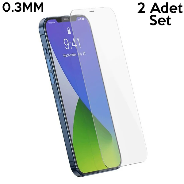 Baseus İPhone 12 Pro Max 6.7 0.3mm Ful Tempered Cam Ekran Koruyucu 2 Adet Set-(5775) - Görsel 2