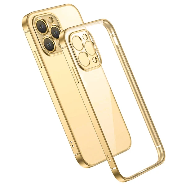 iPhone 13 Pro Max Renkli Kenar Şeffaf Kılıf Kamera Korumalı Silikon Kılıf-(5775) - Görsel 2