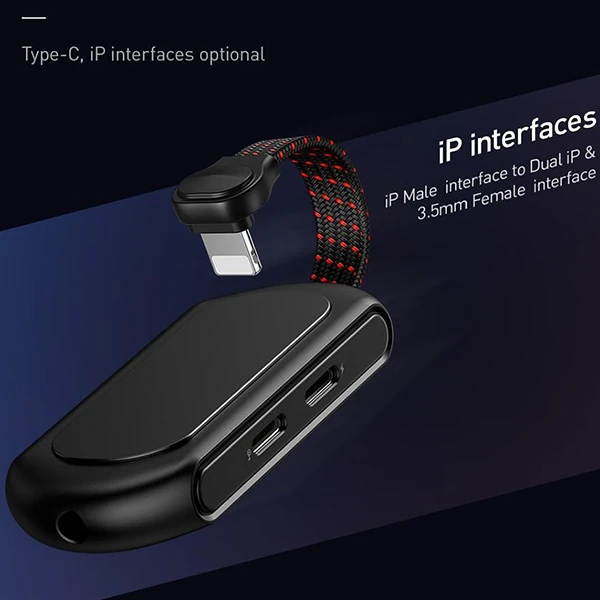 Baseus L47 3in1 2X iPhone Lightning başlık Ve 3.5mm Kulaklık Çıkışlı Şarj Adaptörü-(5775) - Görsel 3