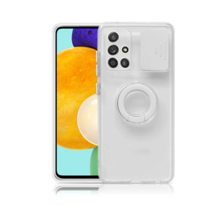 ALLY Samsung Galaxy M51 Kılıf Sürgülü Kamera Lens Korumalı Yüzük Standlı Silikon Kılıf-(5775)