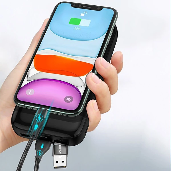 Baseus 2in1 Dual Output Cable/USB-A+Type-C İPhone 18W Hızlı Şarj Usb Kablo 1m-(5775) - Görsel 5