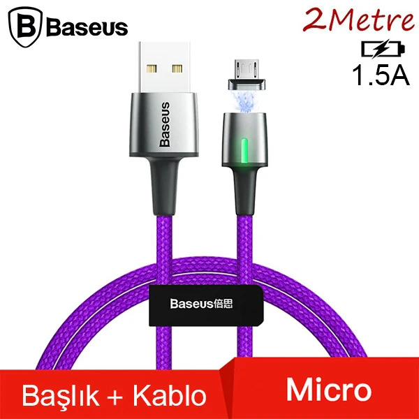 Baseus Zinc Magnetic Usb Kablo Şarj Android Mikro Başlık 2Metre 1.5A-(5775) - Görsel 2