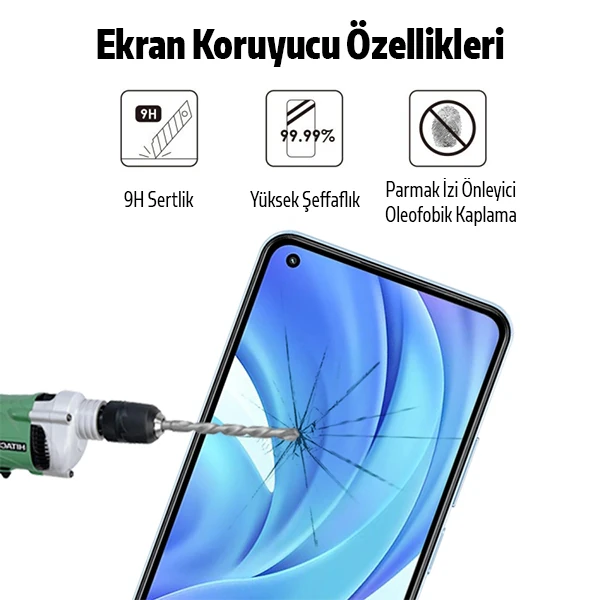 Xiaomi Mi 11 Lite Full Glue Full Kaplama Tempered Cam Ekran Koruyucu-(5775) - Görsel 2