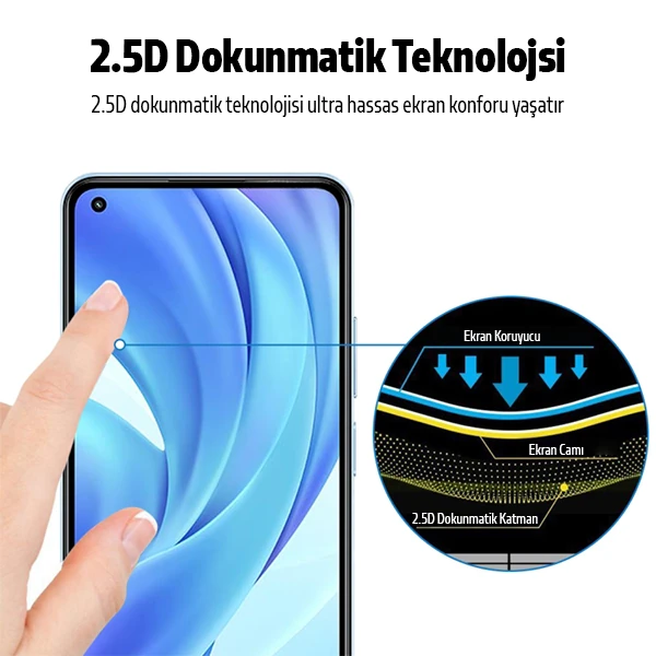 Xiaomi Mi 11 Lite Full Glue Full Kaplama Tempered Cam Ekran Koruyucu-(5775) - Görsel 3