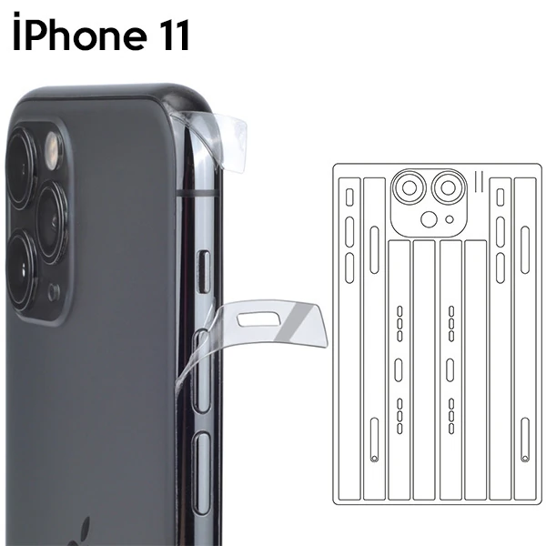 İPhone 11 6.1 Hidrojel Hayalet Yan Alt Üst Kamera Kaplama Film-(5775)